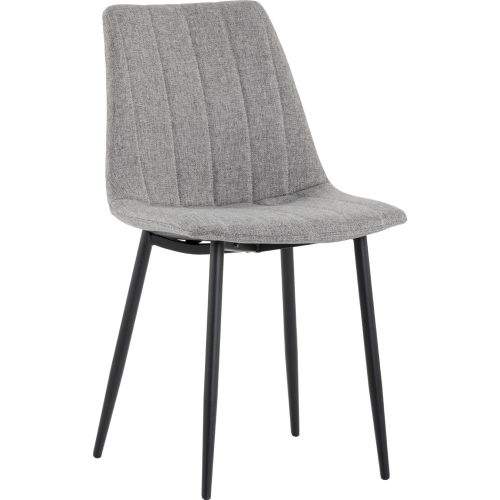 Drew Dining Chair in Light Grey Fabric & Black Steel (Set of 2)